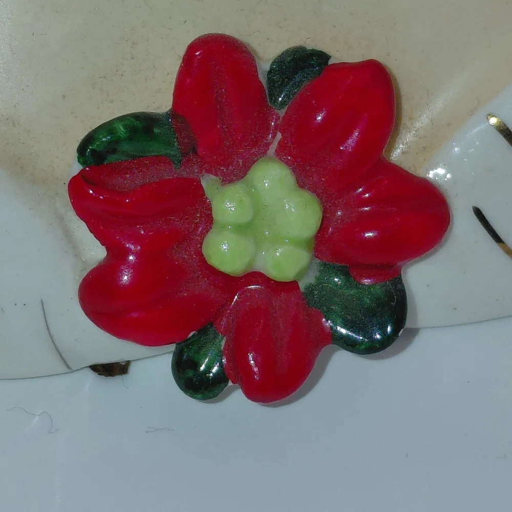 Vtg 1961 Inarco Blonde Girl Christmas Head Vase Poinsettia Necklace Earrings